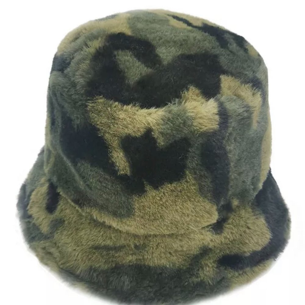 [New] camo fur bucket hat - Picture 7 of 8